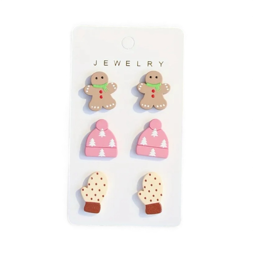 Christmas Gingerbread and Winter Hat Earrings Set